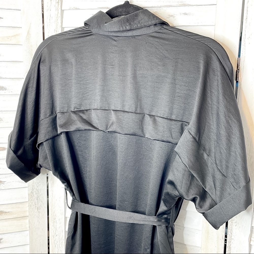 Vici Black Button-Front Midi Shirtdress with Waist Tie - Picture 15 of 16
